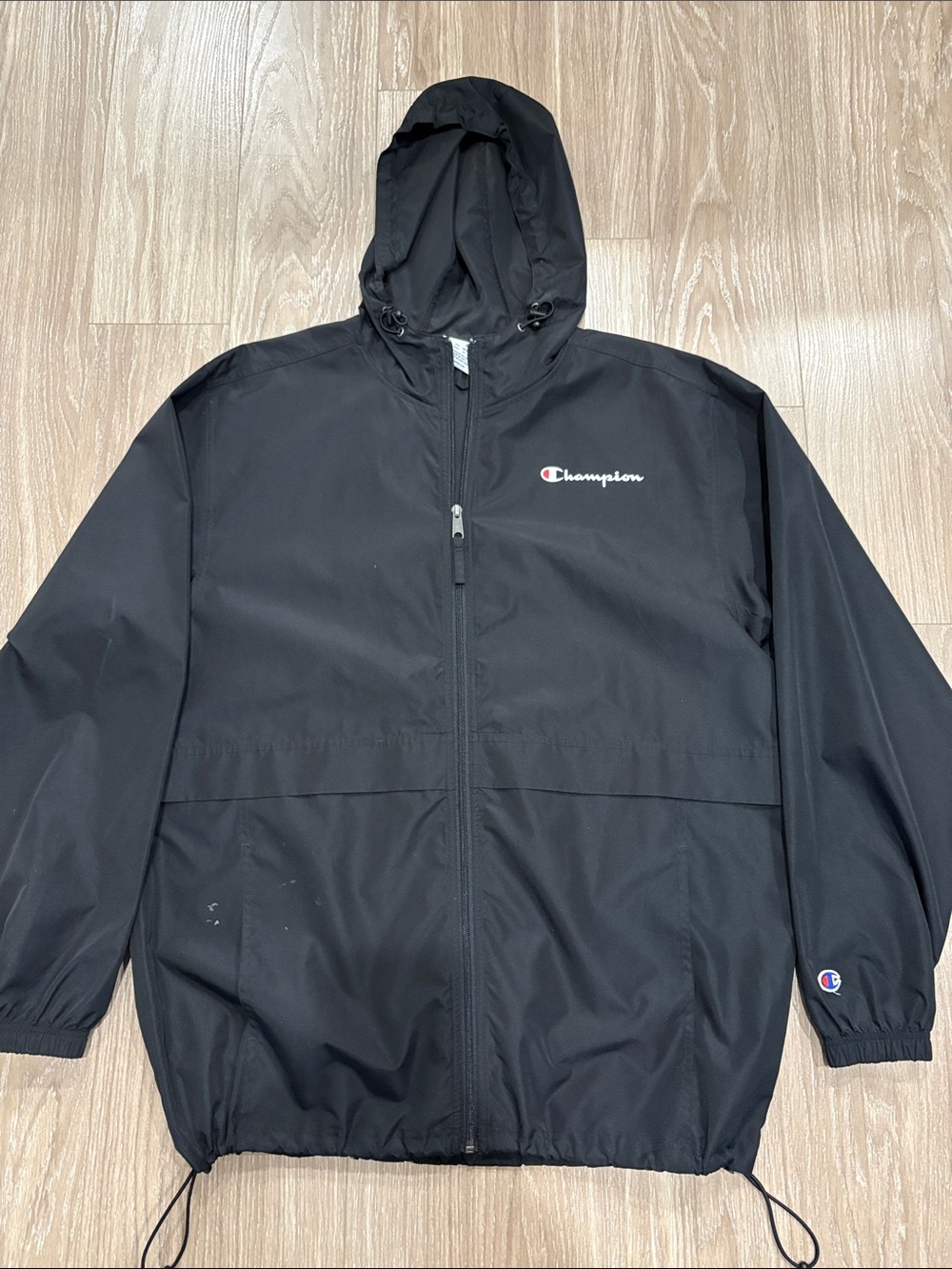 Champion Black Hooded Windbreaker Jacket